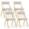 Folding Dining Chairs Set Of 4 Wooden Table Chairs W/ Padded Seat Modern Grey And Natural
